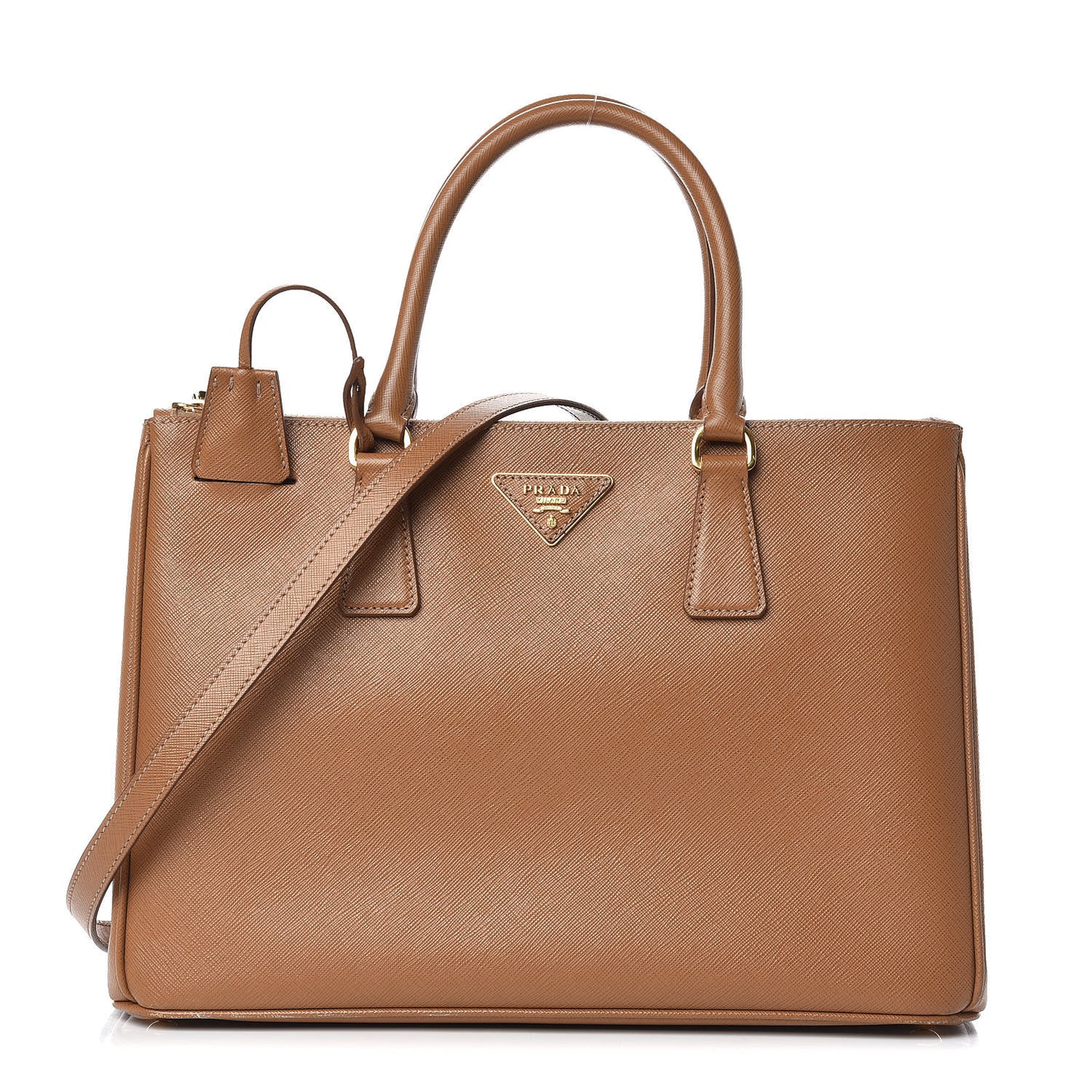 Saffiano Medium Galleria Double Zip Tote Caramel