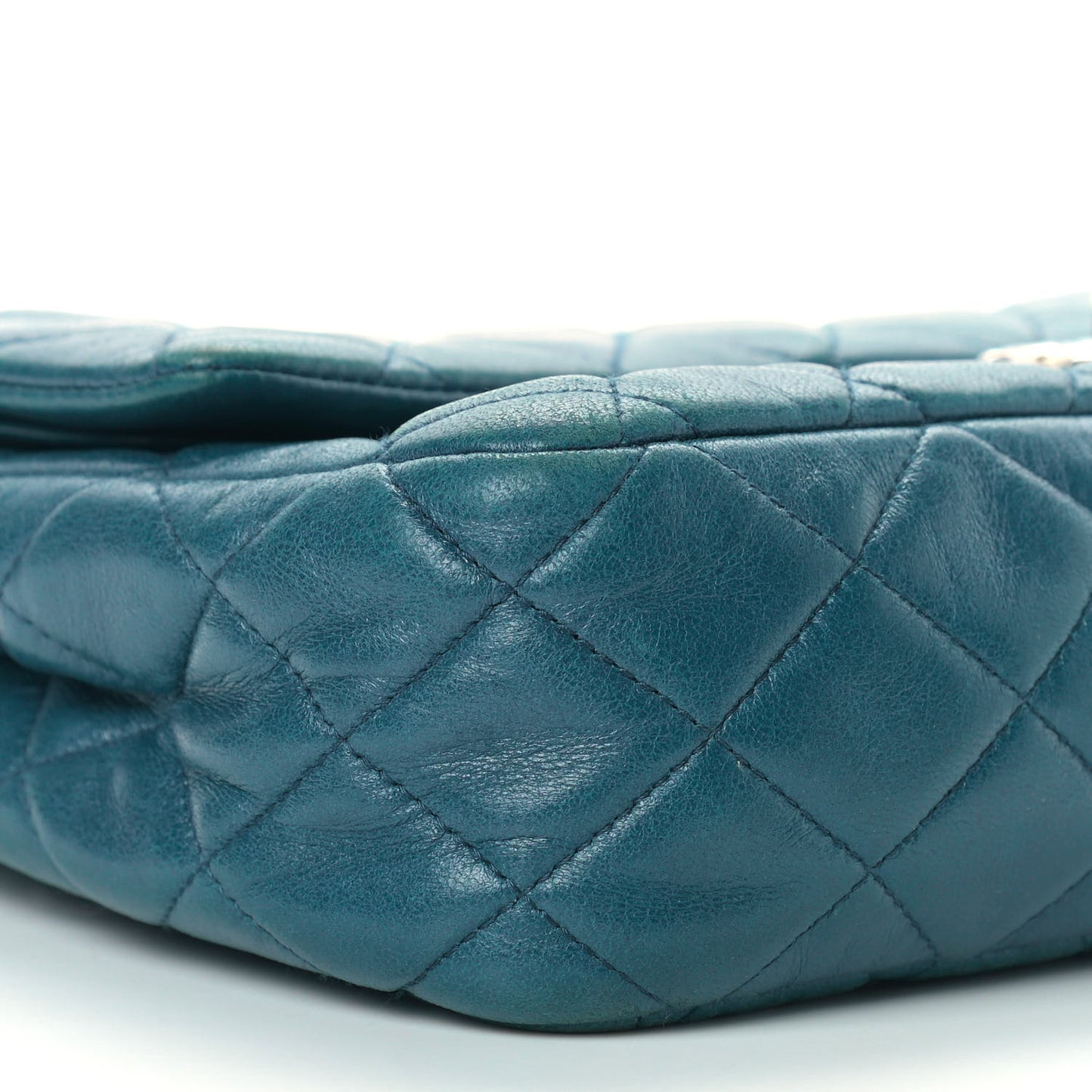 Lambskin Quilted Medium Double Flap Dark Green