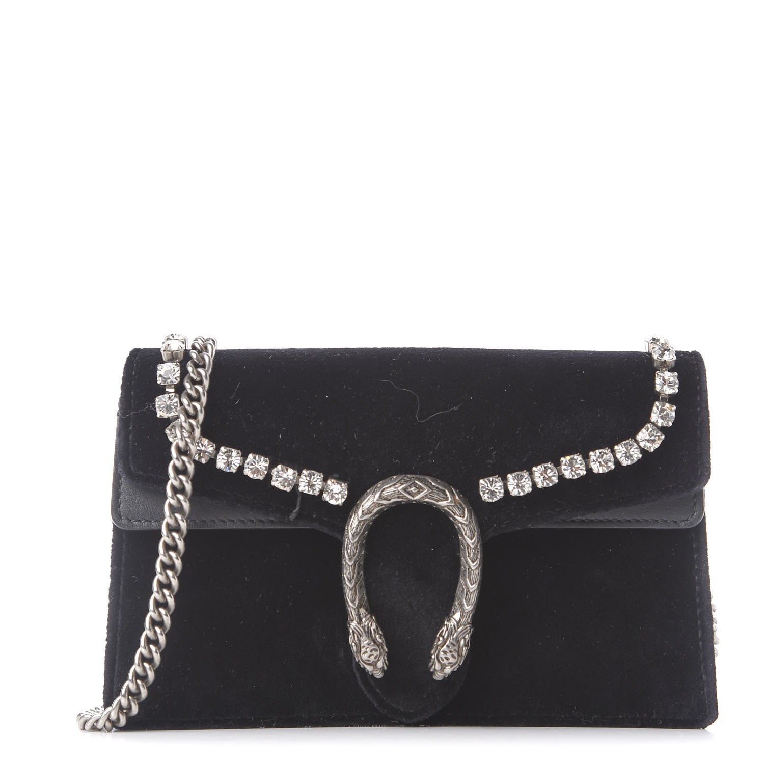 Gucci Velvet Crystal Super Mini Dionysus Shoulder Bag Black 1 of 8