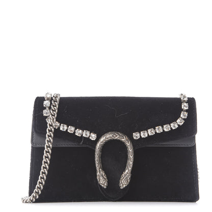 Gucci Velvet Crystal Super Mini Dionysus Shoulder Bag Black 1 of 8