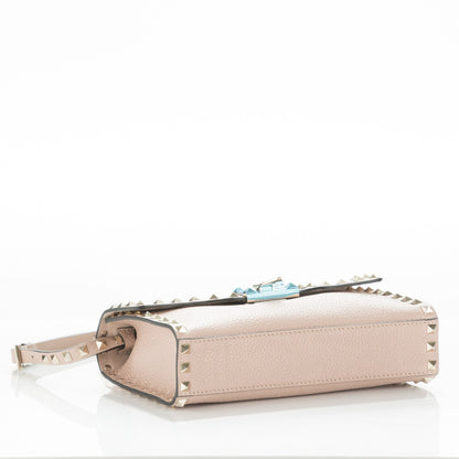 Valentino Garavani Pebbled Calfskin Medium Rockstud Flip Lock Crossbody Bag Poudre 4 of 6