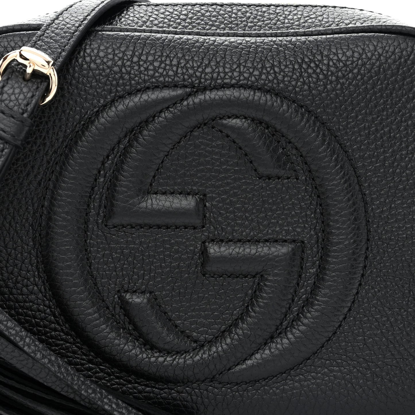 Pebbled Calfskin Small Soho Disco Bag Black