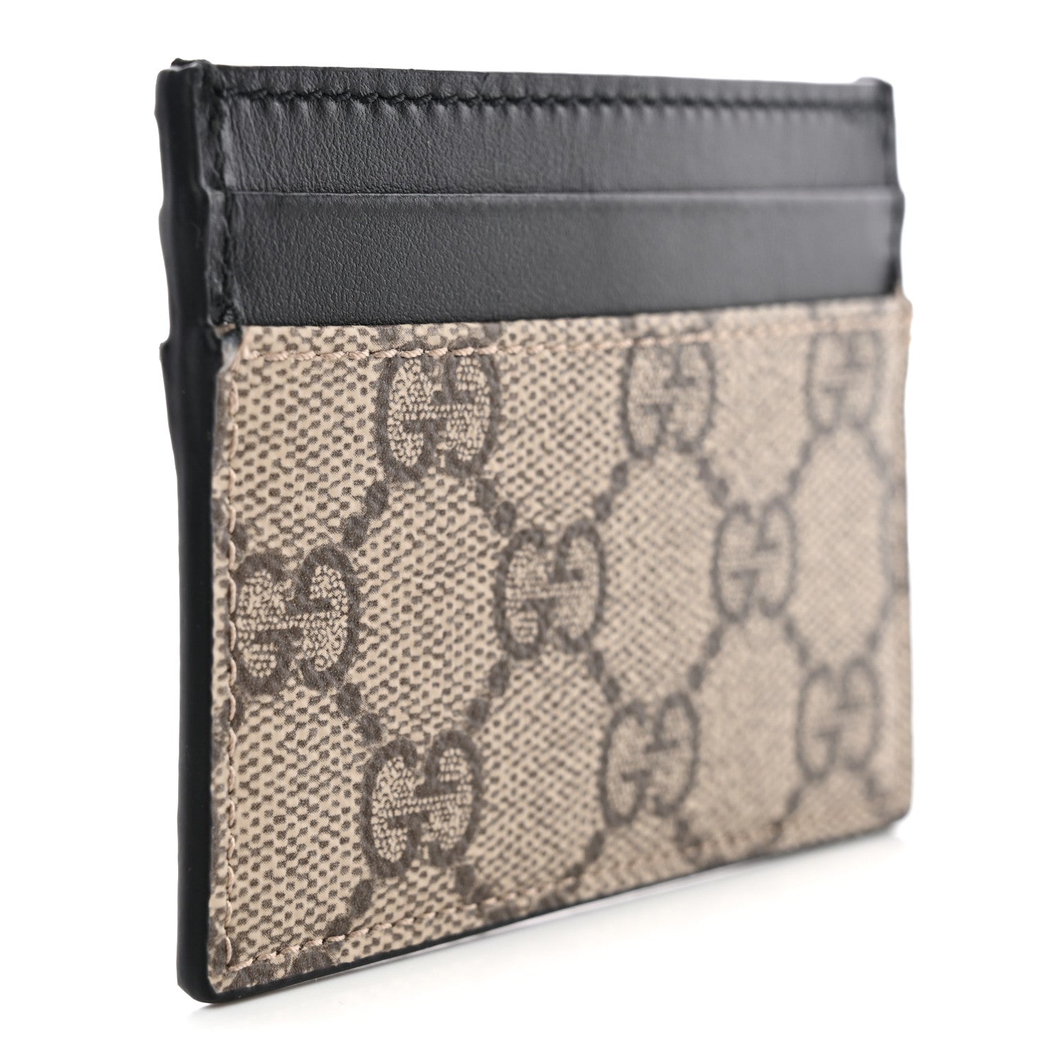 Gucci GG Supreme Monogram Calfskin Card Holder Beige Black 3 of 6