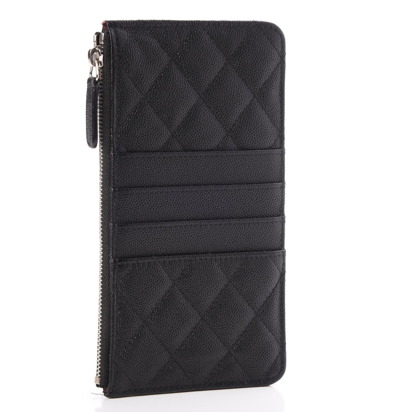 Caviar Quilted Classic Flat Wallet Pouch Black