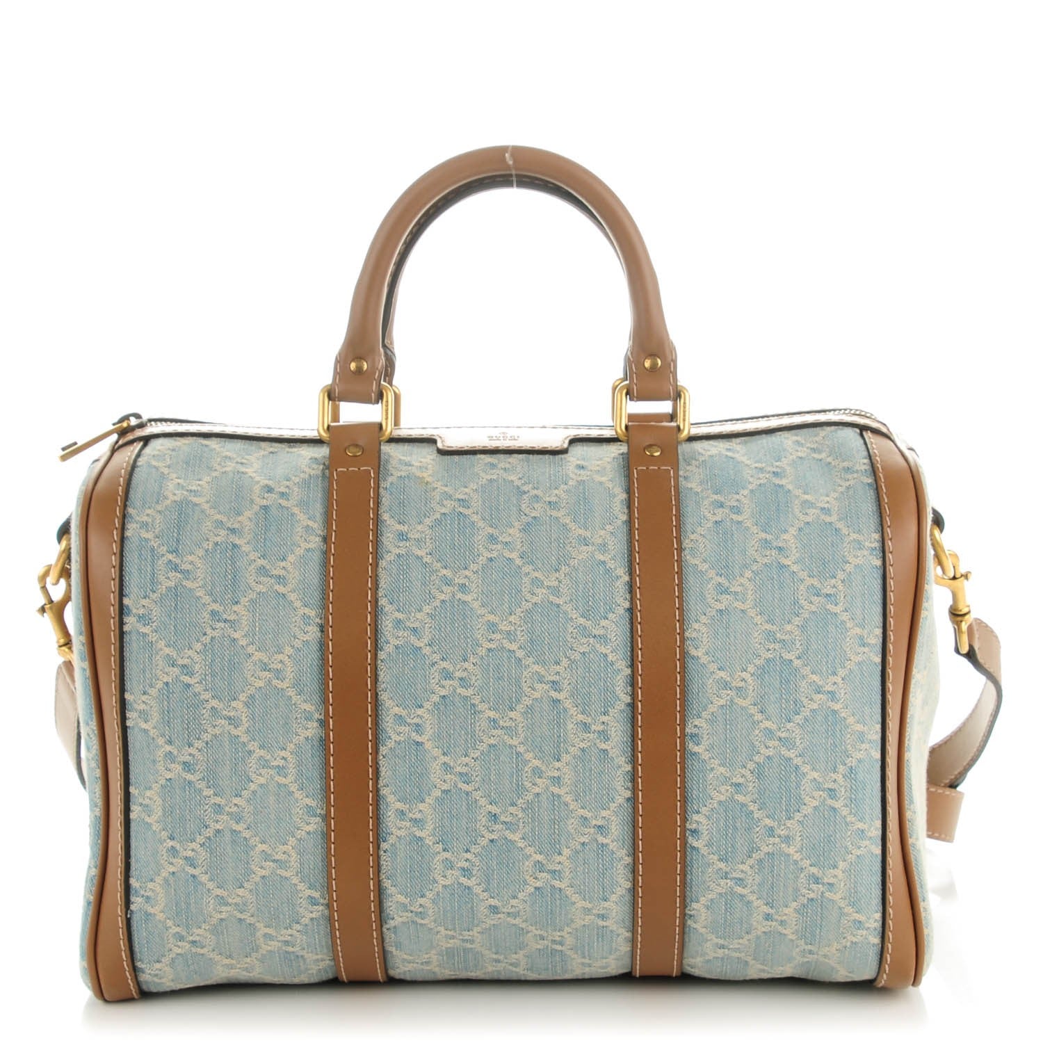 Gucci Denim Monogram Vintage Web Medium Boston Blue 1 of 7