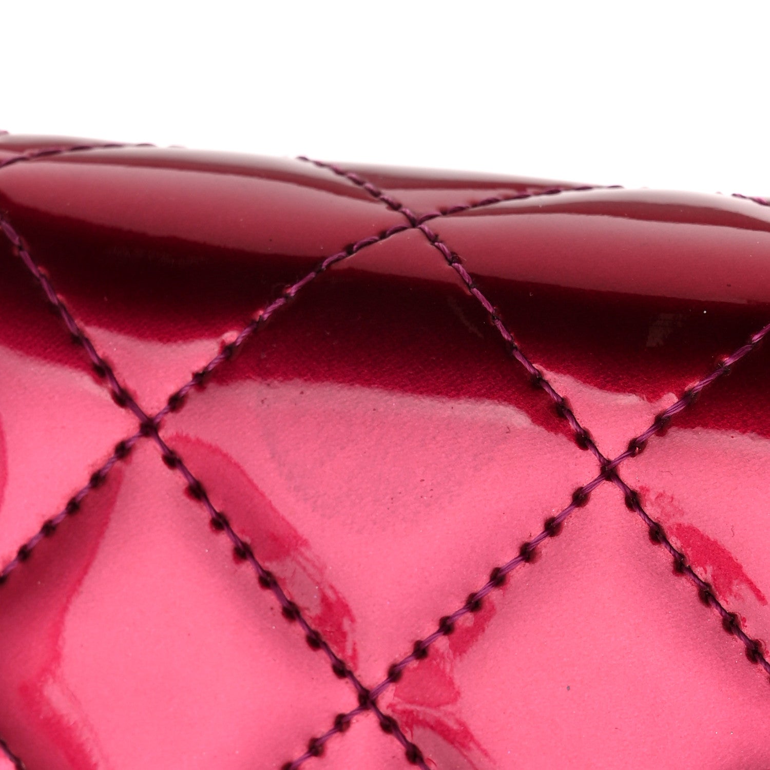 Chanel Metallic Patent Calfskin Quilted Boy Wallet On Chain WOC Fuchsia 11 of 11