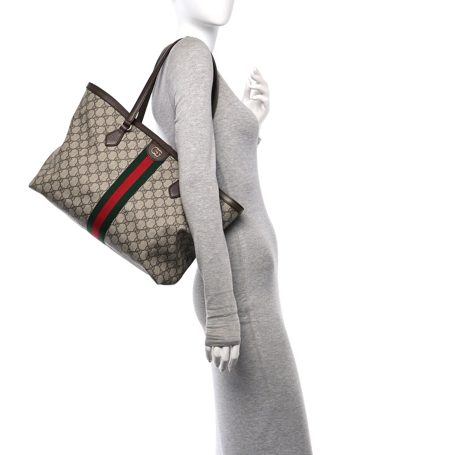 GG Supreme Monogram Medium Ophidia Shopping Tote Brown