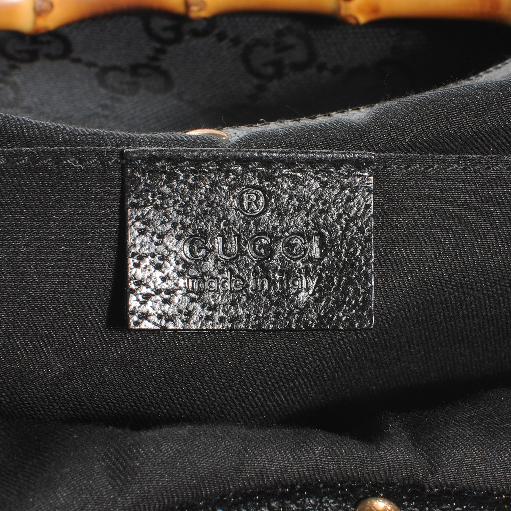 Gucci Monogram Bamboo Small Handbag Black 6 of 8
