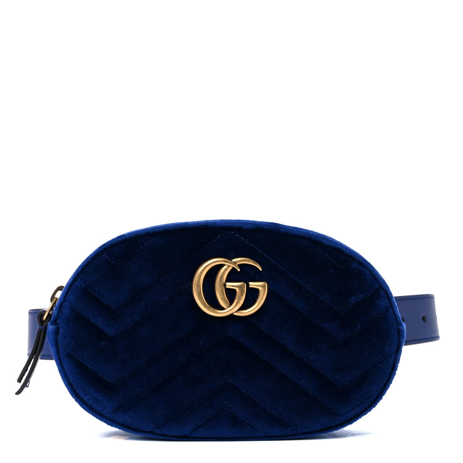Gucci Velvet Matelasse GG Marmont Belt Bag 75 30 Cobalt Blue 1 of 12