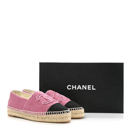 Chanel Linen CC Espadrilles 36 Pink Black 10 of 10