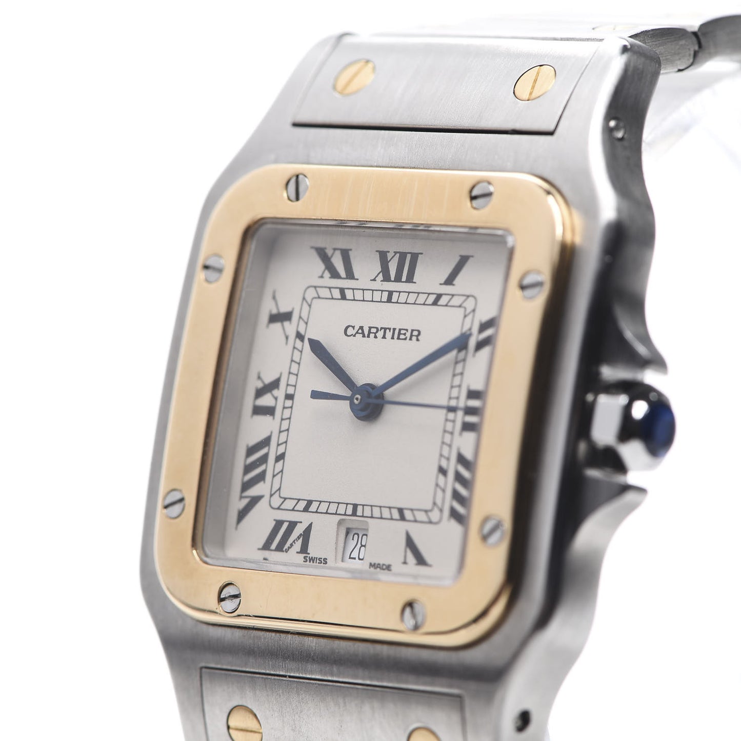 Stainless Steel 18K Yellow Gold 29mm Santos De Galbee Quartz Watch