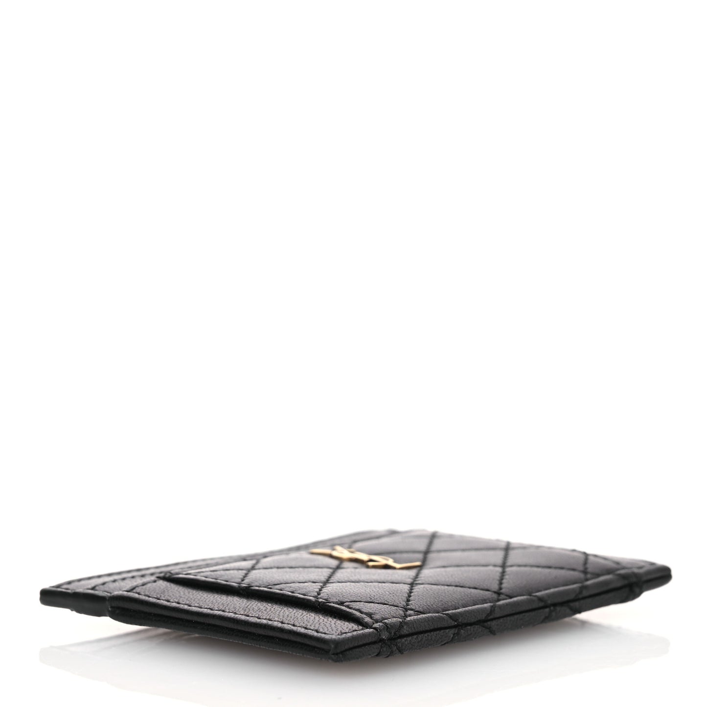Lambskin Quilted Gaby Credit Card Case Black