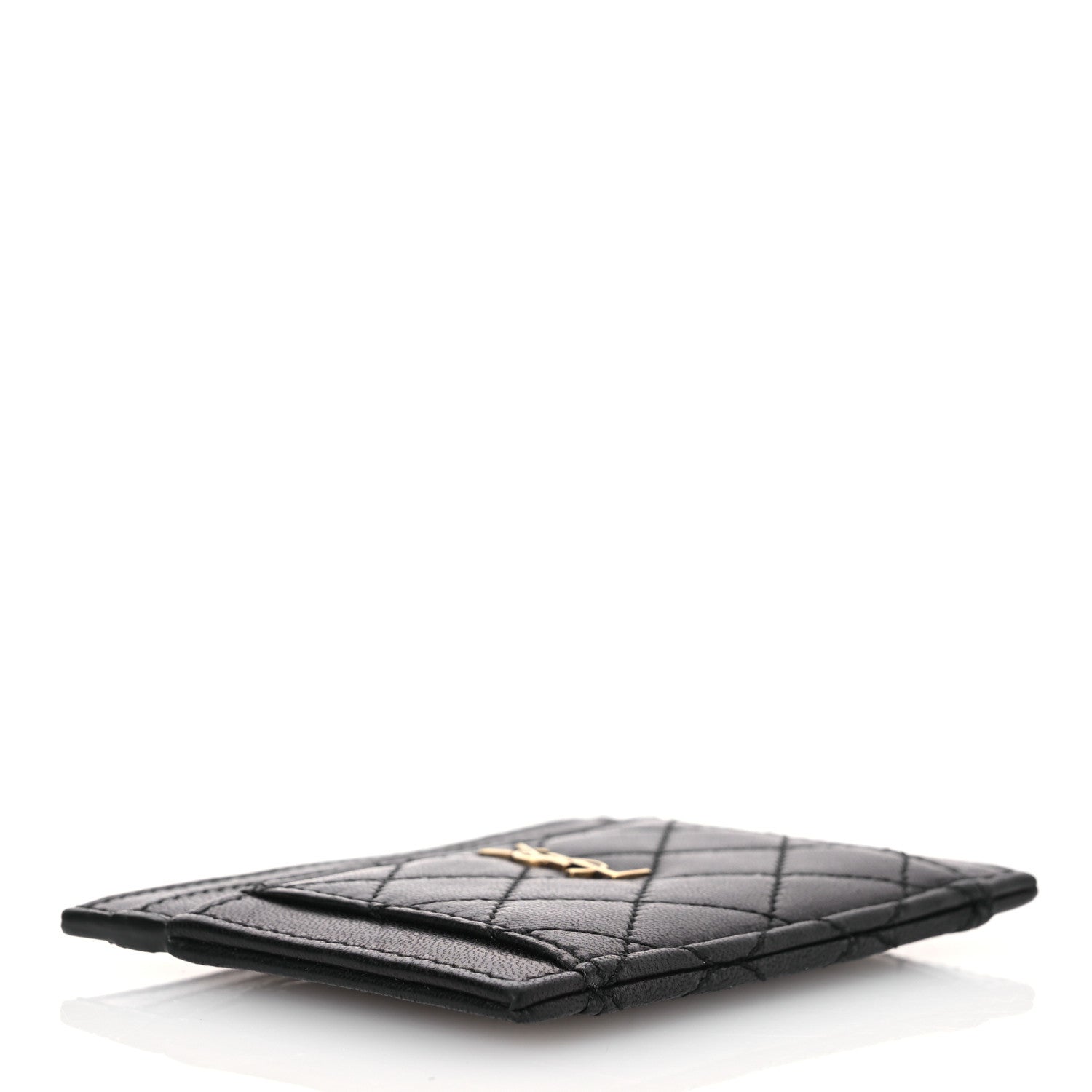 Saint Laurent Lambskin Quilted Gaby Credit Card Case Black 4 of 7