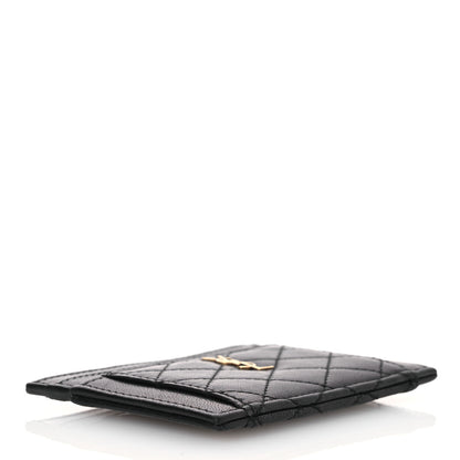 Saint Laurent Lambskin Quilted Gaby Credit Card Case Black 4 of 7