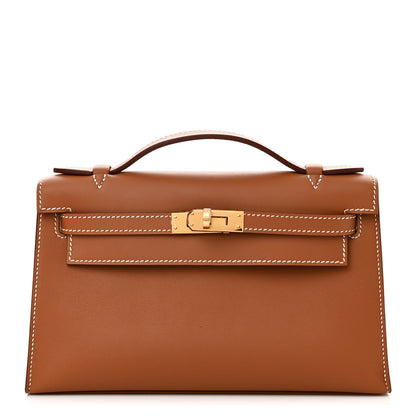 Hermes Swift Kelly Pochette Clutch Gold 1 of 11