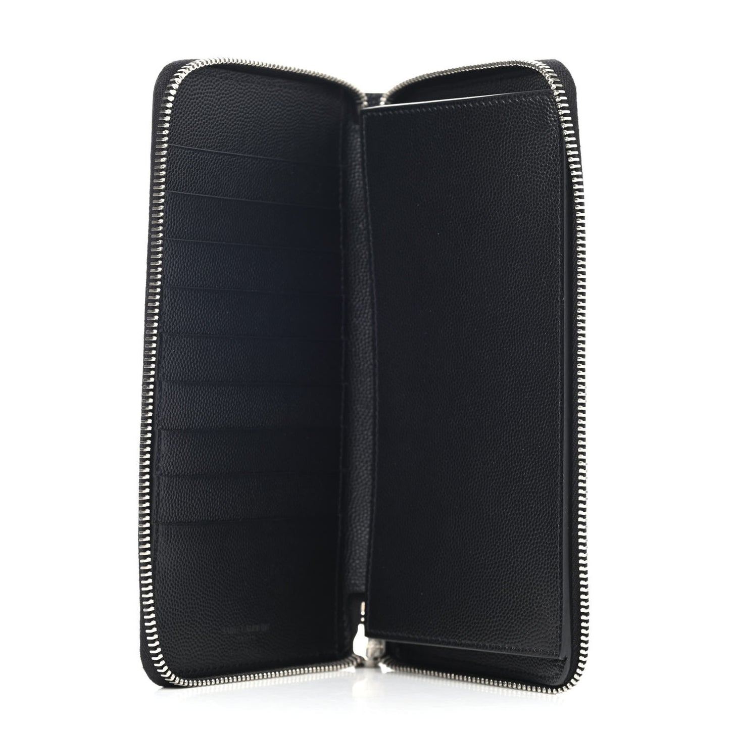 Grained Calfskin Classic Zip Around Continental Wallet Black
