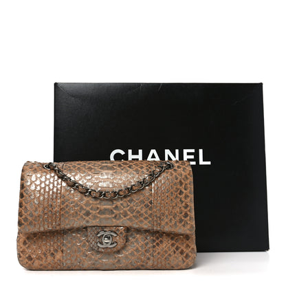 Chanel Metallic Snakeskin Medium Double Flap Beige 11 of 13