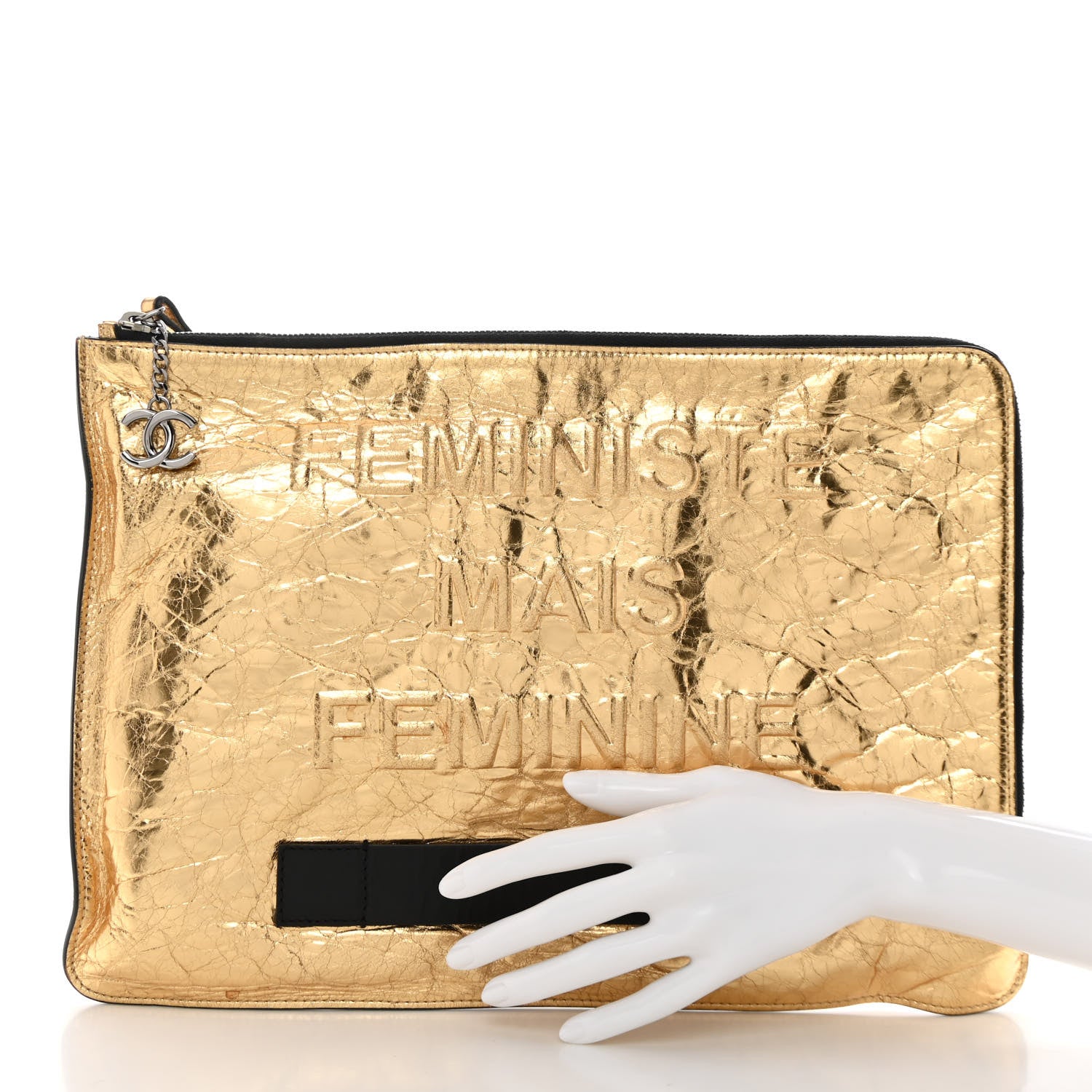 Chanel Metallic Lambskin Large Pouch Clutch Gold 2 of 11
