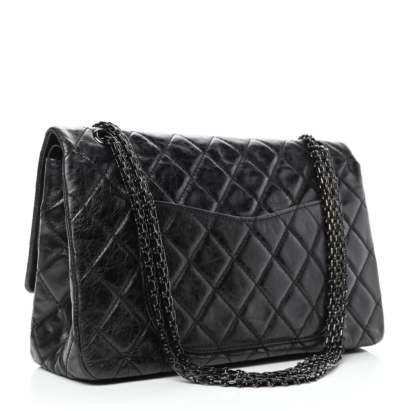 Metallic Aged Calfskin Quilted 2.55 Reissue 227 Flap So Black