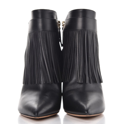 Valentino Garavani Calfskin Rockee Fringe Ankle Boots 36 Black 2 of 13