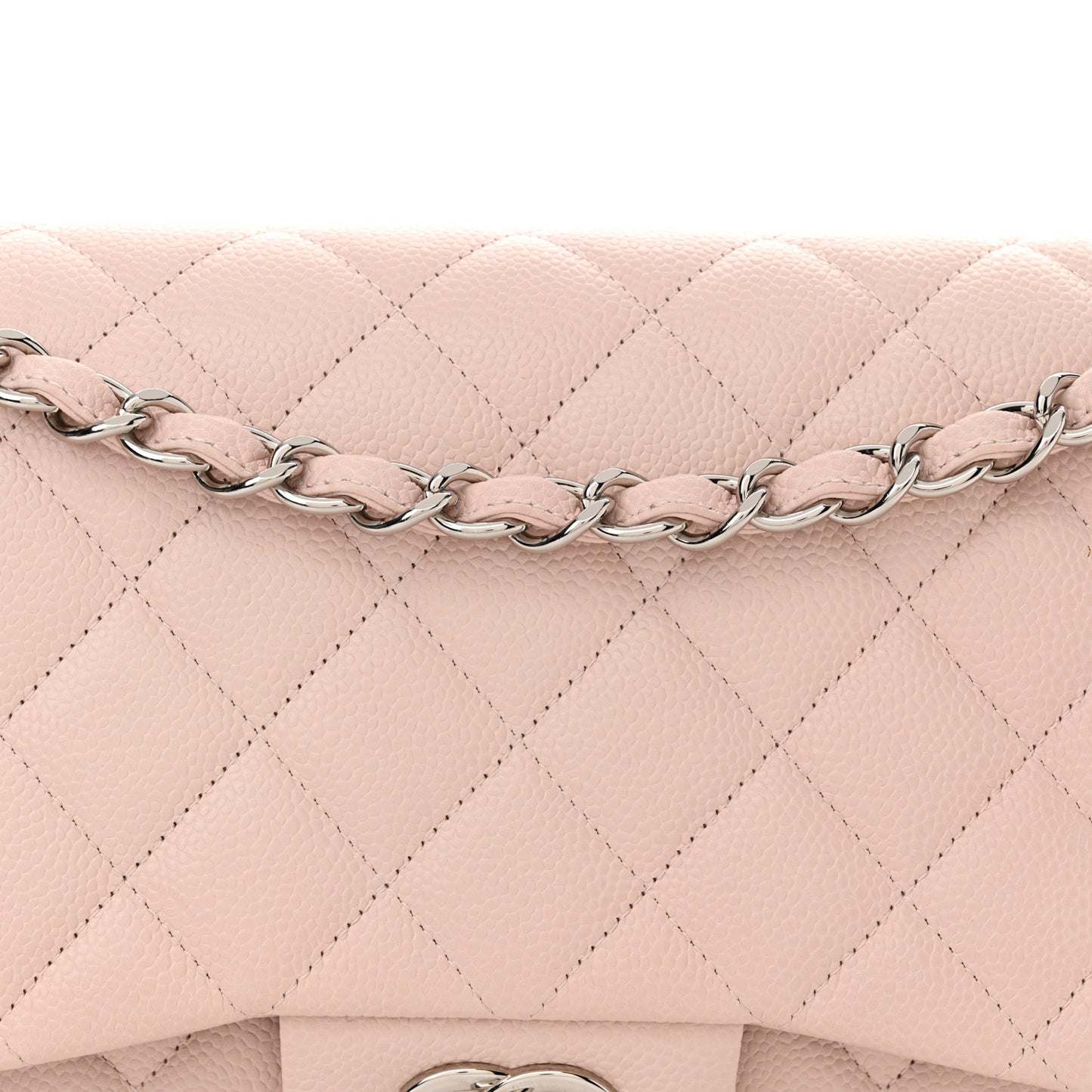 Caviar Quilted Jumbo Double Flap Light Pink