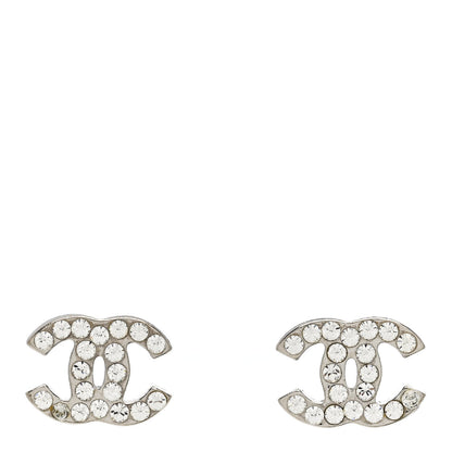 Chanel Crystal Timeless CC Earrings Silver 1 of 5