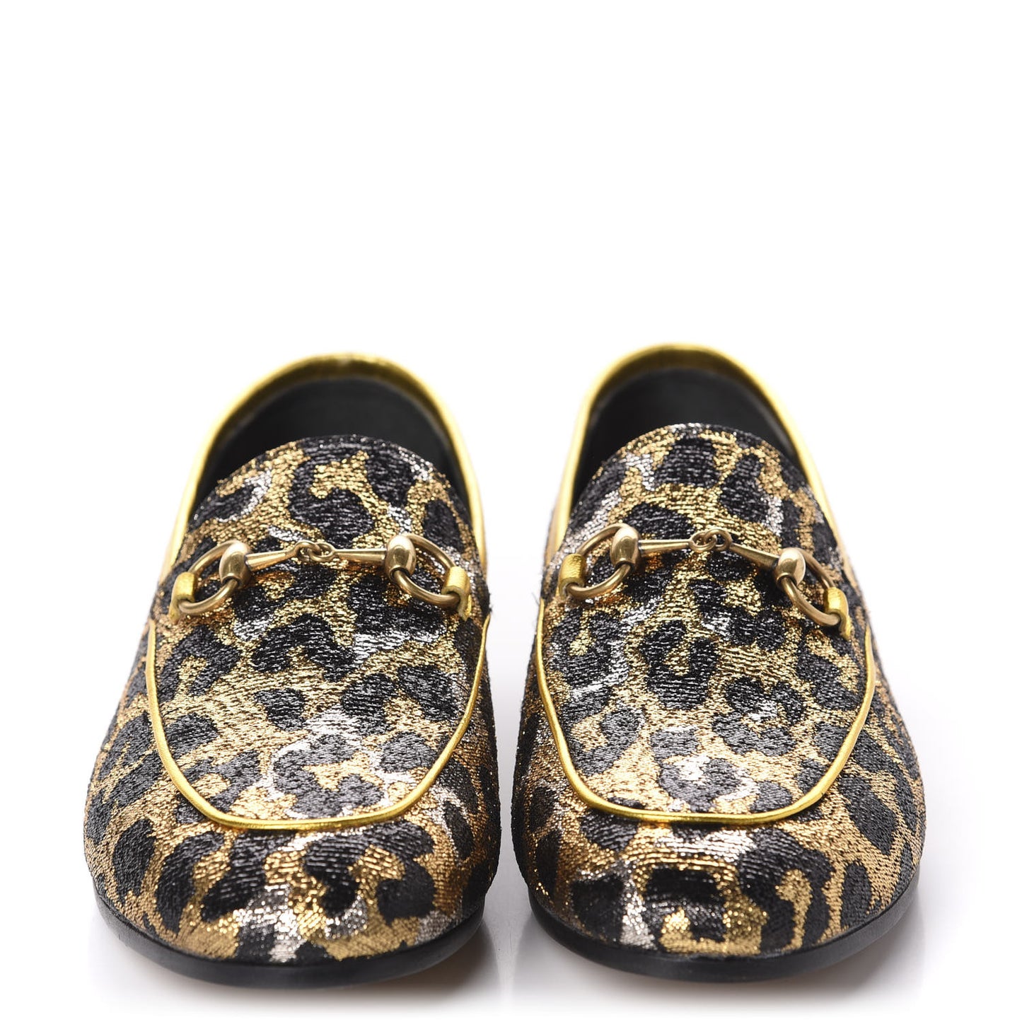 Jacquard Leopard Print Horsebit Womens Jordaan Loafers 37.5 Gold