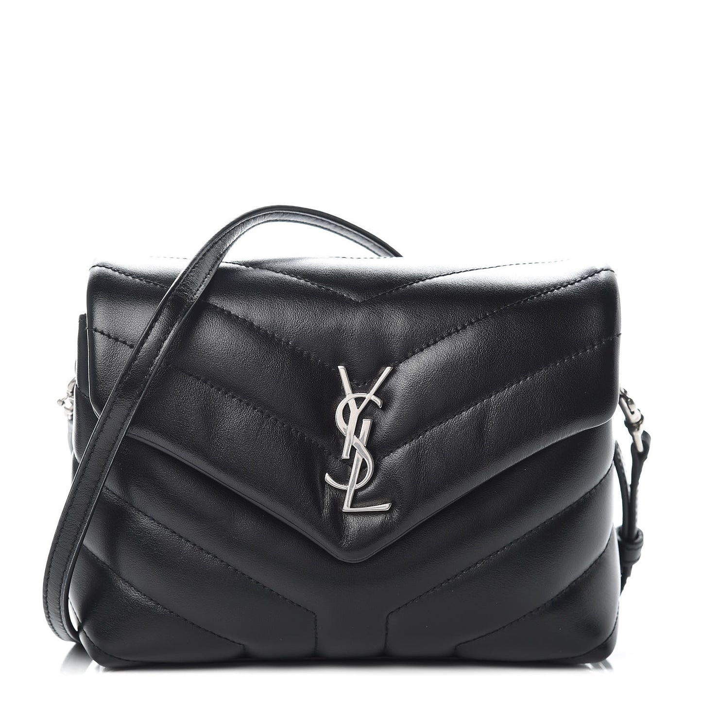 Calfskin Y Quilted Monogram Toy Loulou Crossbody Bag Black
