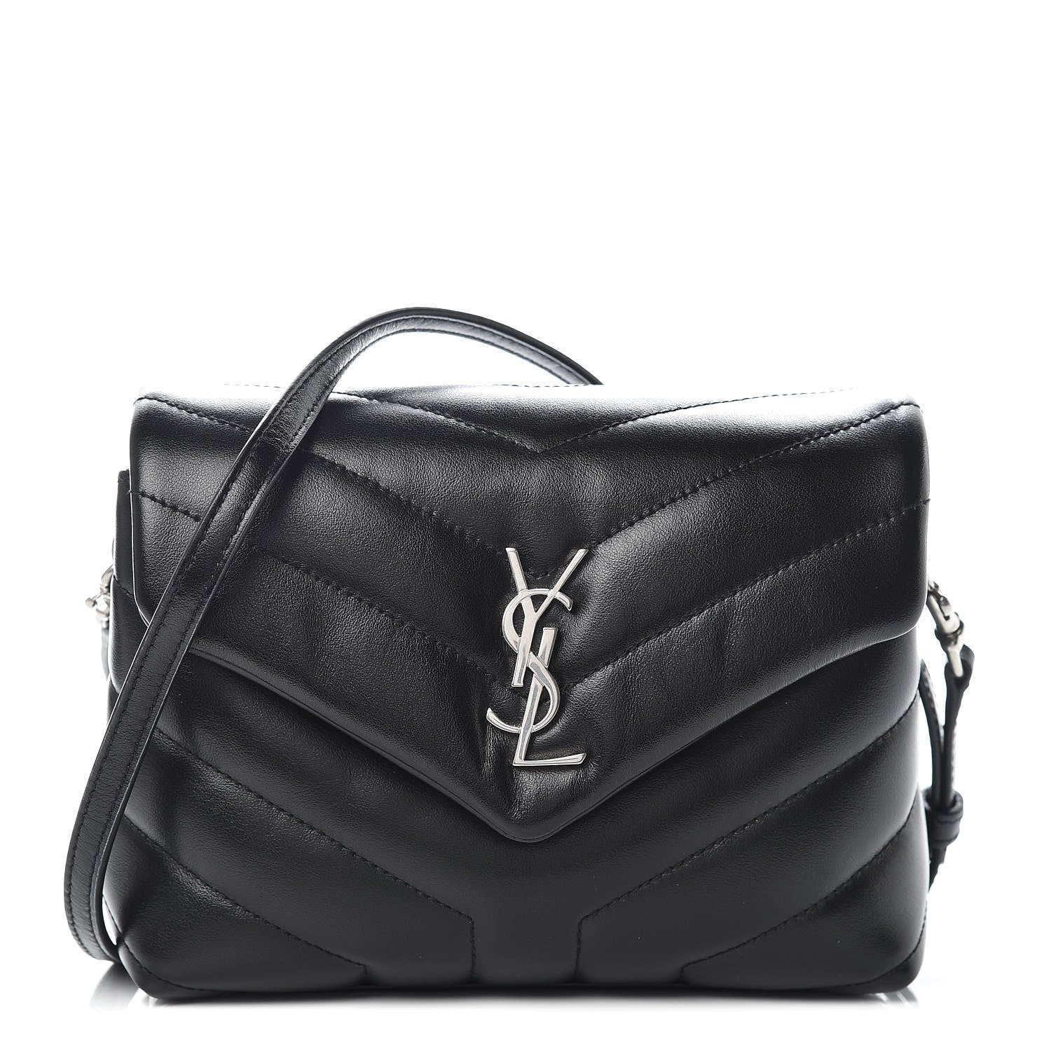 Saint Laurent Calfskin Y Quilted Monogram Toy Loulou Crossbody Bag Black 1 of 10
