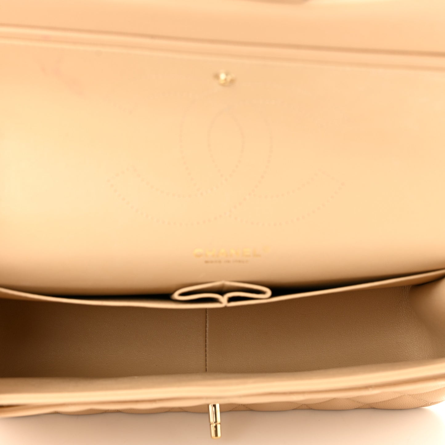 Caviar Quilted Jumbo Double Flap Light Beige