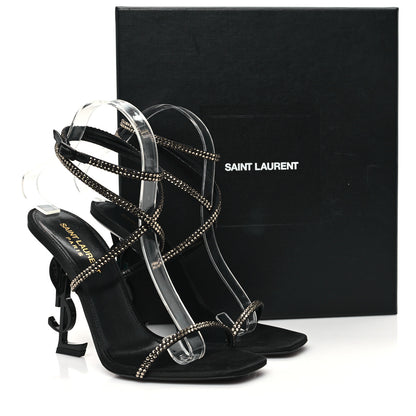 Saint Laurent Crepe Satin Strass Opyum 110 Sandals 38.5 Black 9 of 9