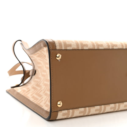Fendi Wool Vitello King Seta FF 1974 Medium Peekaboo X-Tote Beige Cammello Sand 9 of 11