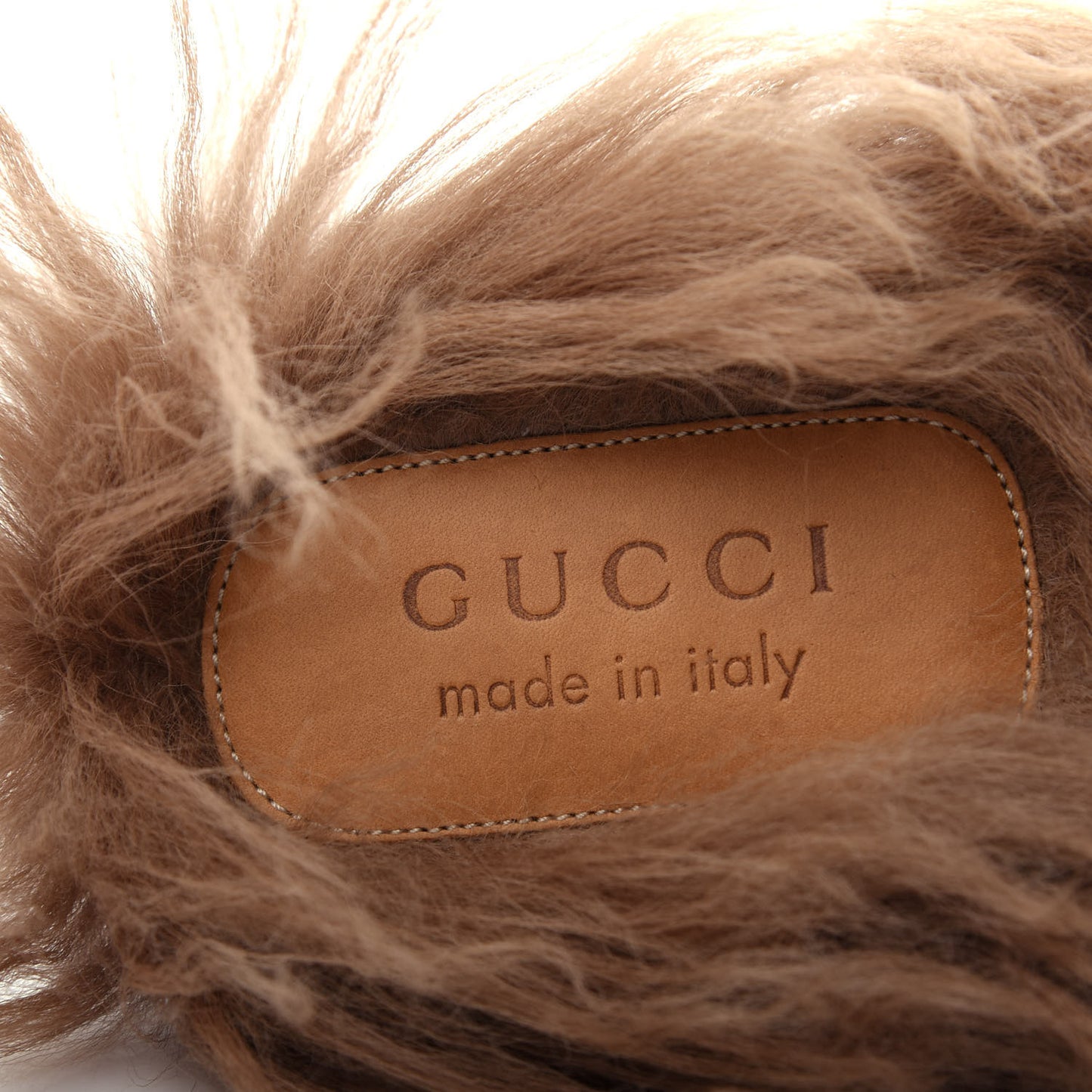 GG Monogram Fur Mens Princetown Slippers 11 Beige Ruggine Rust