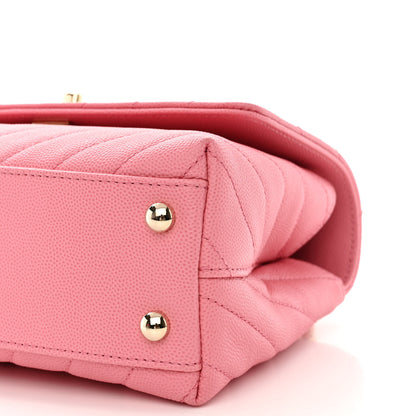Chanel Caviar Chevron Quilted Mini Coco Handle Flap Pink 10 of 11