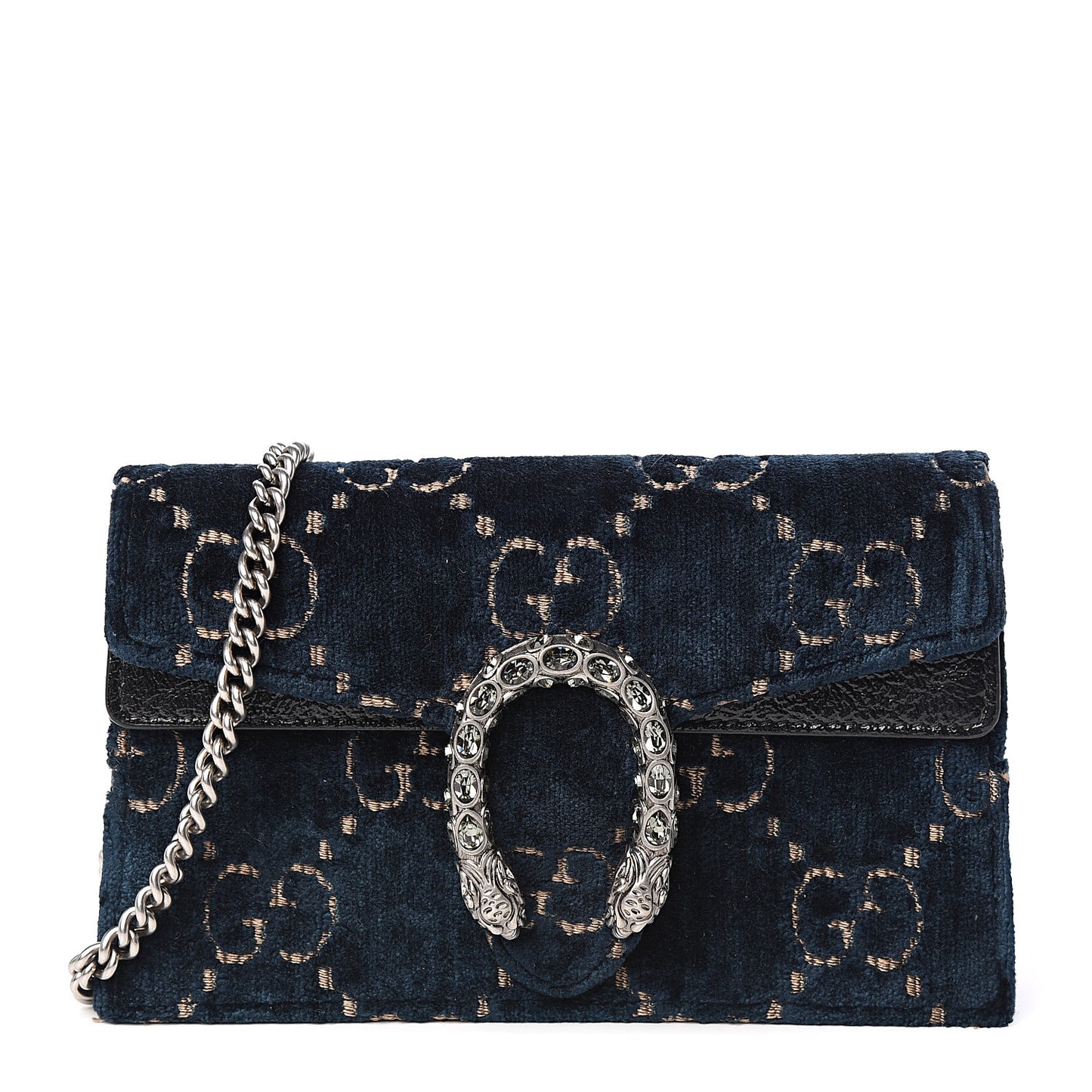 Velvet GG Monogram Super Mini Dionysus Shoulder Bag Blue Beige Black