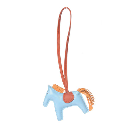 Hermes Milo Lambskin Grigri Rodeo Horse Bag Charm PM Celeste Naturel Bouton D'Or Cornaline 1 of 10