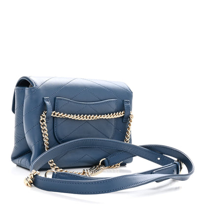 Chanel Calfskin Chevron Stitched Coco Waist Bag Blue 4 of 11