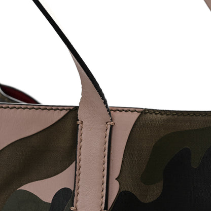 Valentino Garavani Nappa Canvas Camo Medium Rockstud Soft Tote Water Rose 13 of 16