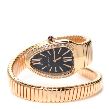 Bulgari 18K Rose Gold Diamond Bezel 35mm Serpenti Tubogas Quartz Watch Black 2 of 4