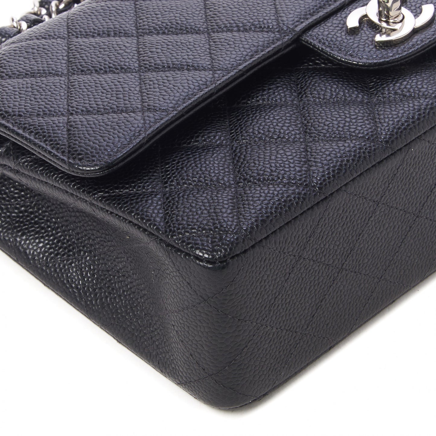 Caviar Quilted Medium Double Flap Black