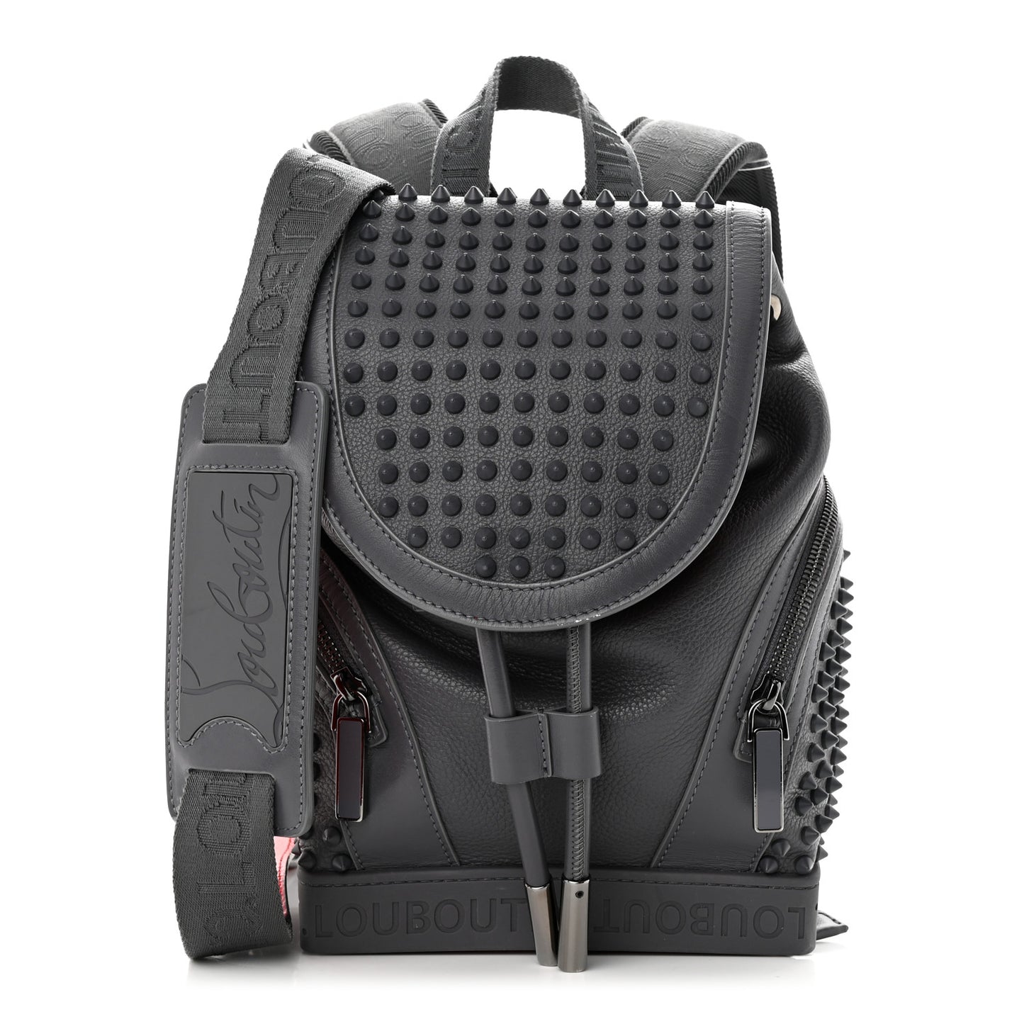 Calfskin Spiked Small Explorafunk Backpack Grey
