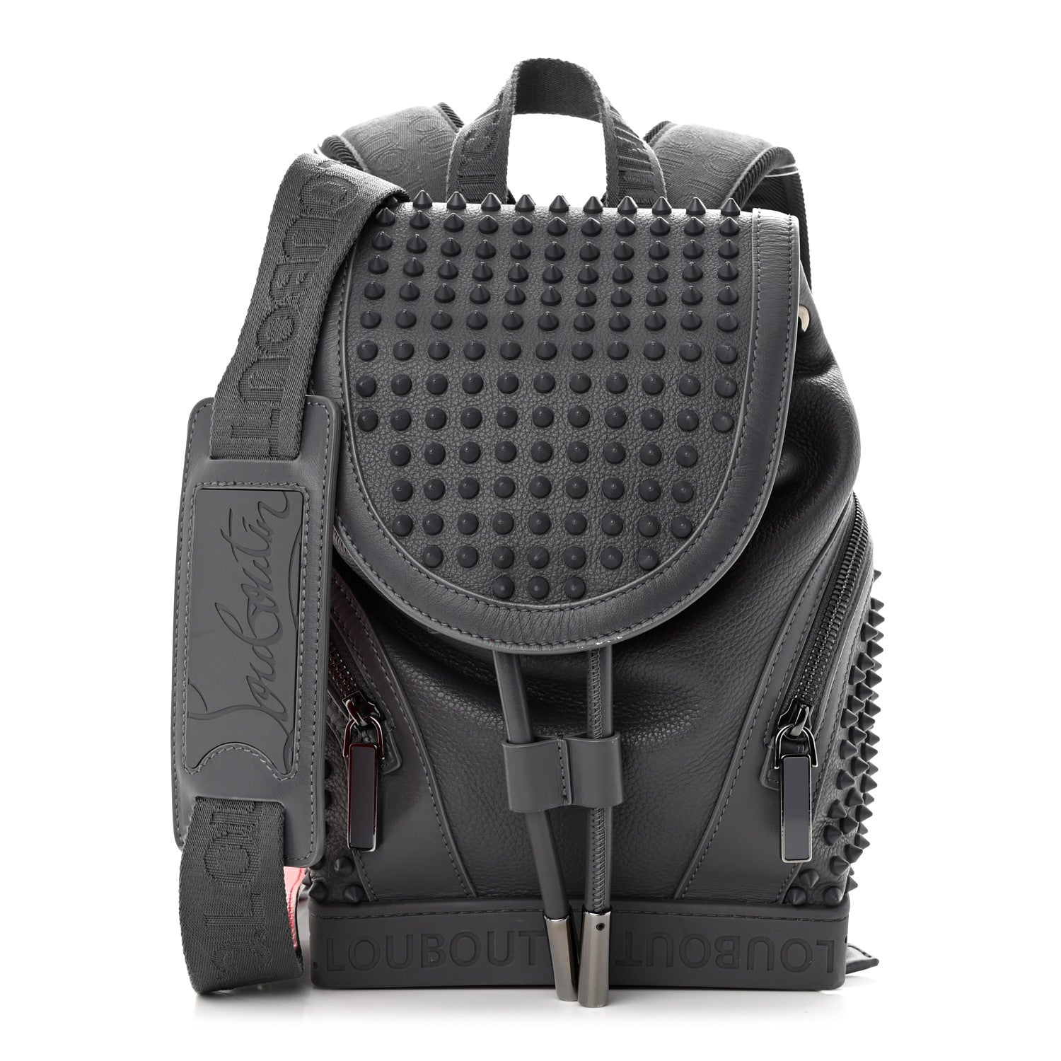 Christian Louboutin Calfskin Spiked Small Explorafunk Backpack Grey 1 of 14