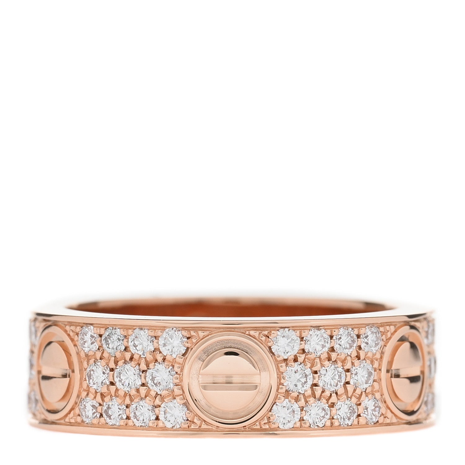 Cartier 18K Pink Gold Diamond 6.5mm LOVE Paved Ring 58 8.25 1 of 4