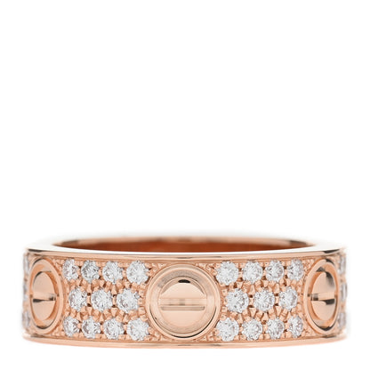 Cartier 18K Pink Gold Diamond 6.5mm LOVE Paved Ring 58 8.25 1 of 4