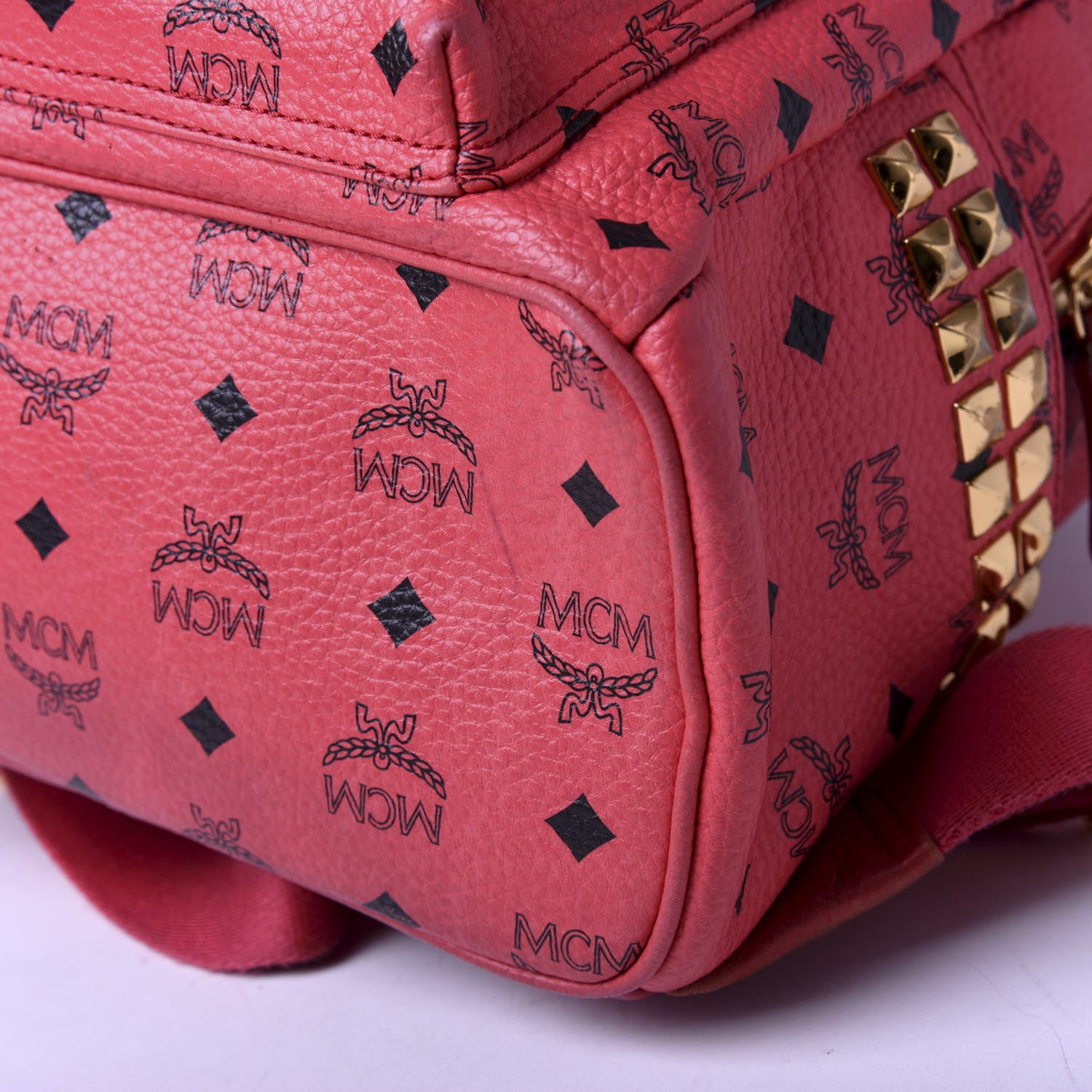 MCM Visetos Side Stud Small Stark Backpack Corail 8 of 10