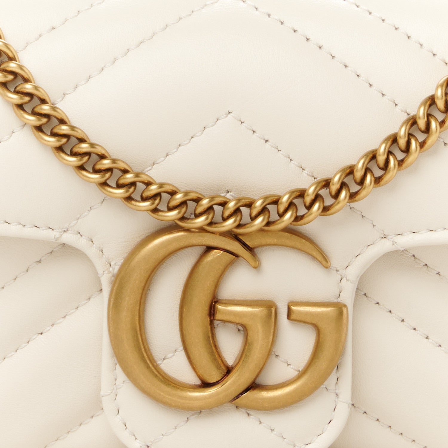 Gucci Calfskin Matelasse Super Mini GG Marmont Shoulder Bag White 8 of 11