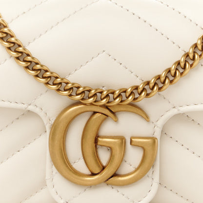 Gucci Calfskin Matelasse Super Mini GG Marmont Shoulder Bag White 8 of 11