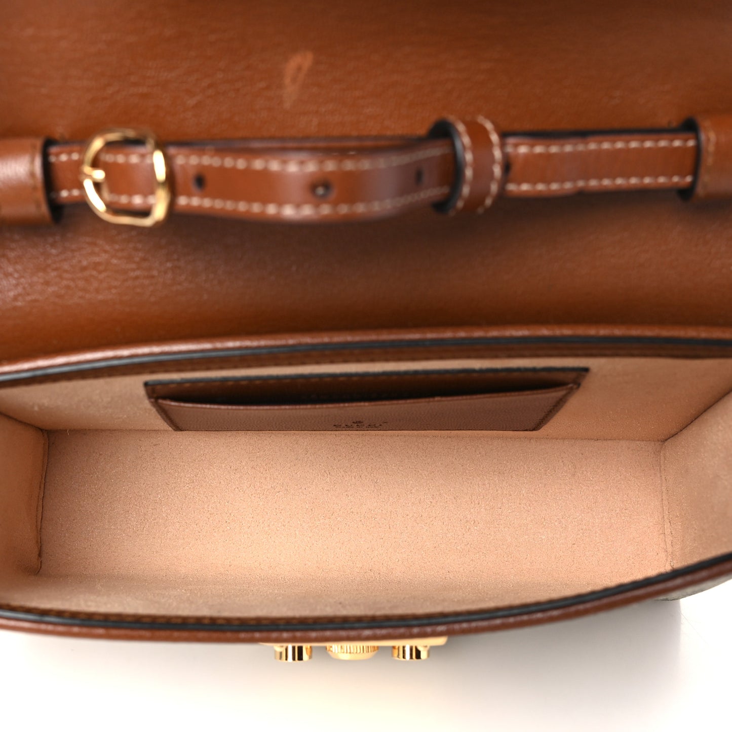 GG Supreme Monogram Calfskin Mini Padlock Top Handle Shoulder Bag Beige Black Cuir