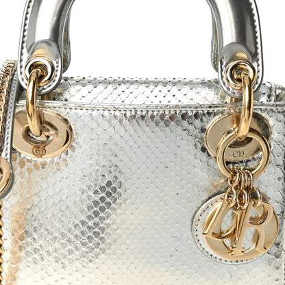 Christian Dior Metallic Snakeskin Mini Lady Dior Silver 8 of 10