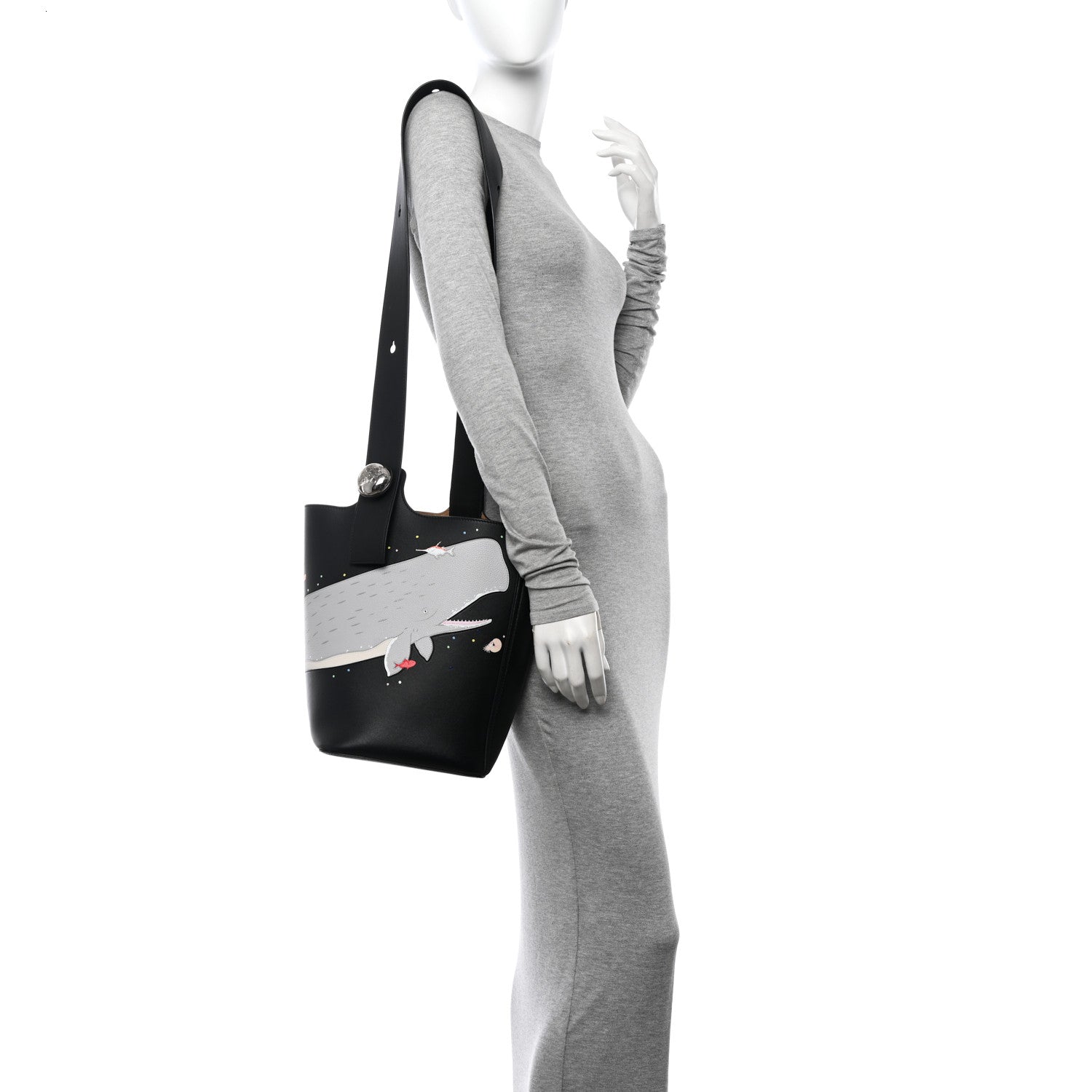 Loewe X SUNA FUJITA Smooth Calfskin Whale Medium Pebble Bucket Bag Black 2 of 11